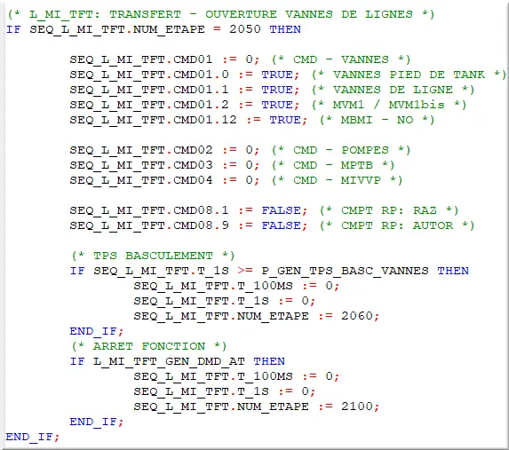step 2050 Ouvrir vannes de lignes
